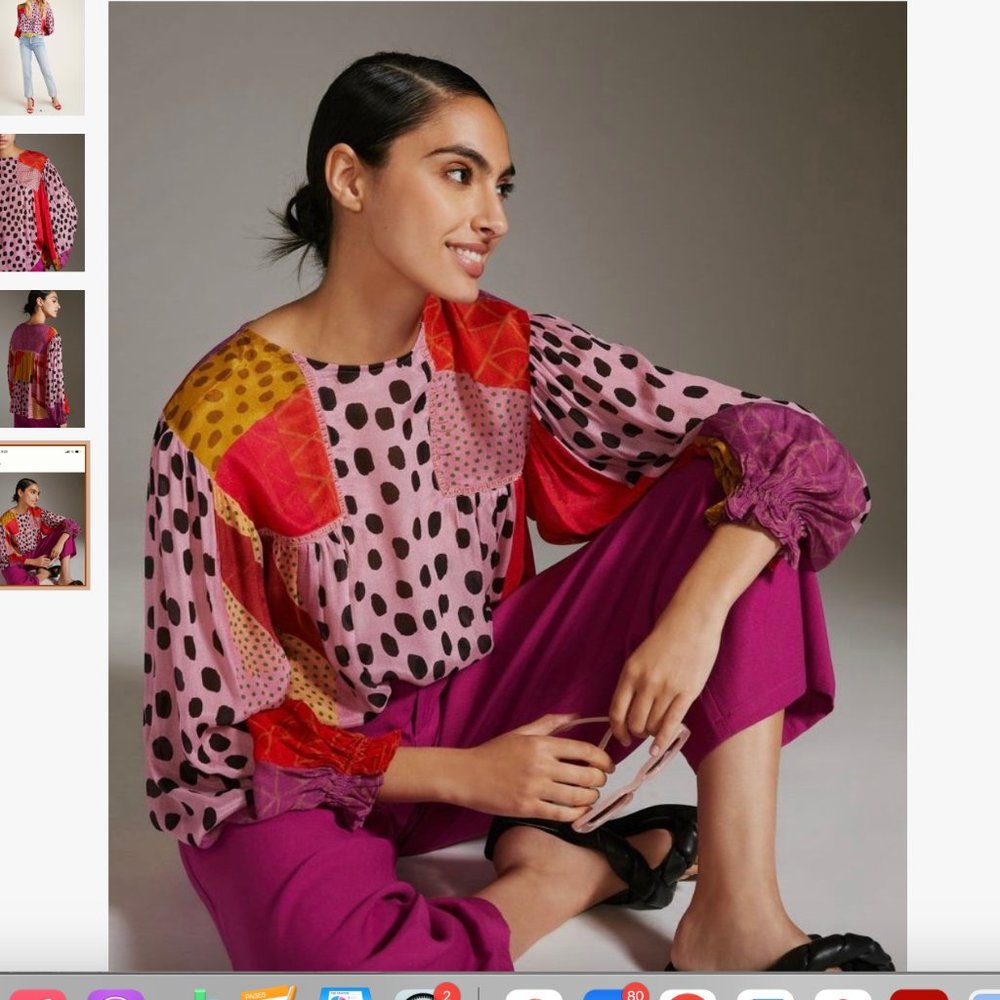Colorful Anthropologie BL_NK Polka Dot Women's Top